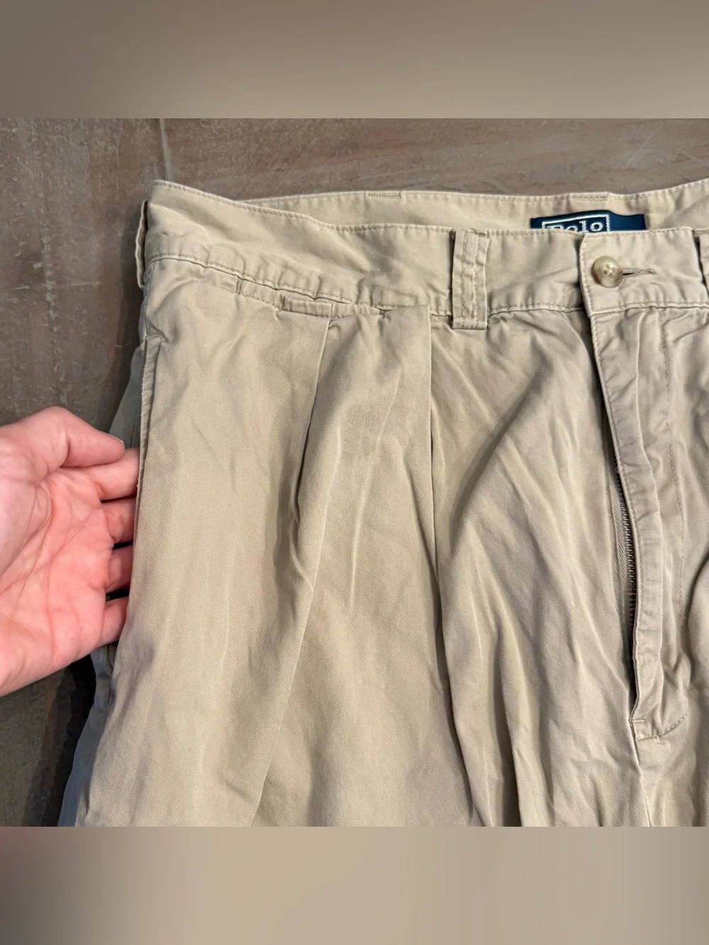 Polo Ralph Lauren Men's Beige Pleated Chino Pants Cotton Twill Straight 34x30